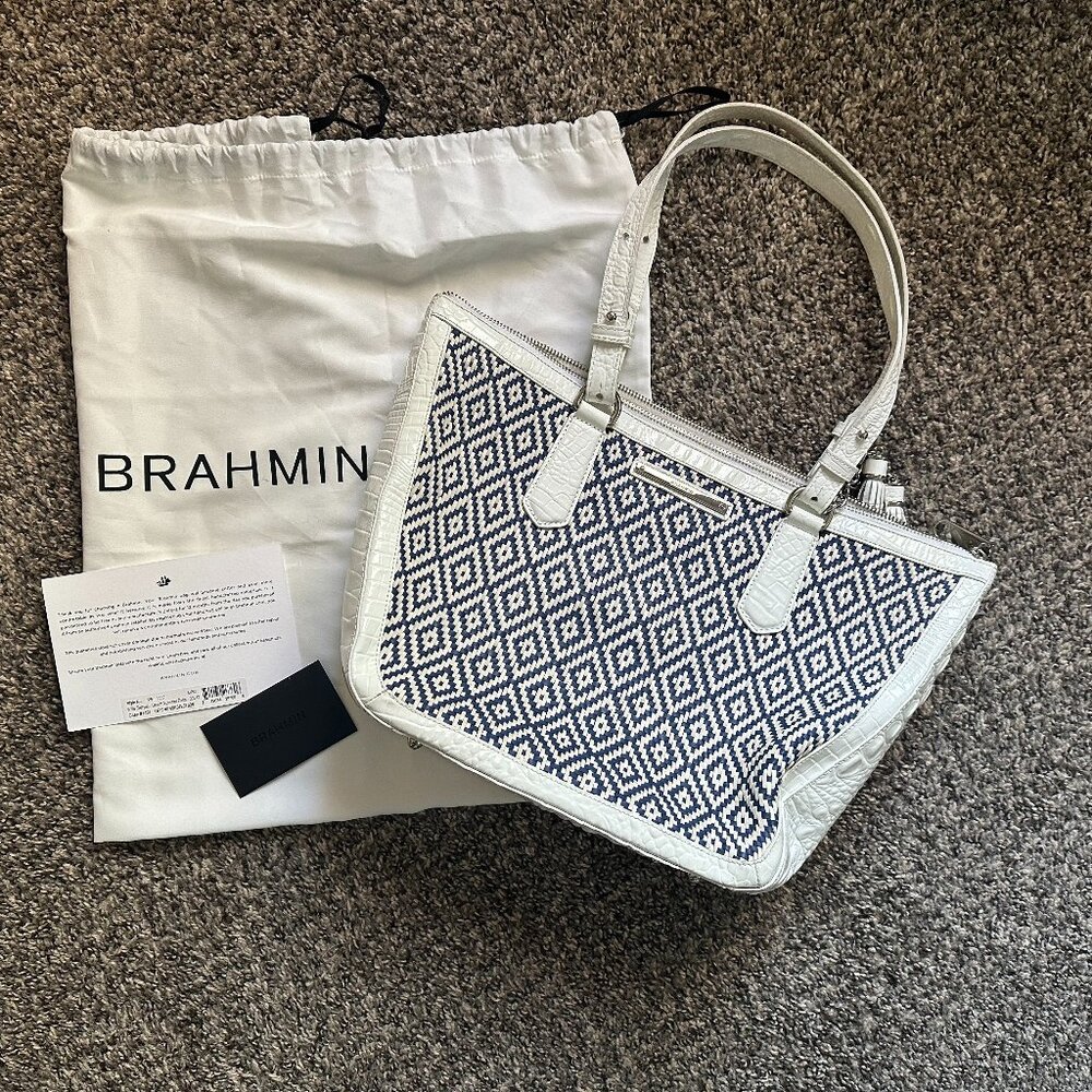 Brahmin- Used with tags Willa Carryall Denim Summer Palm